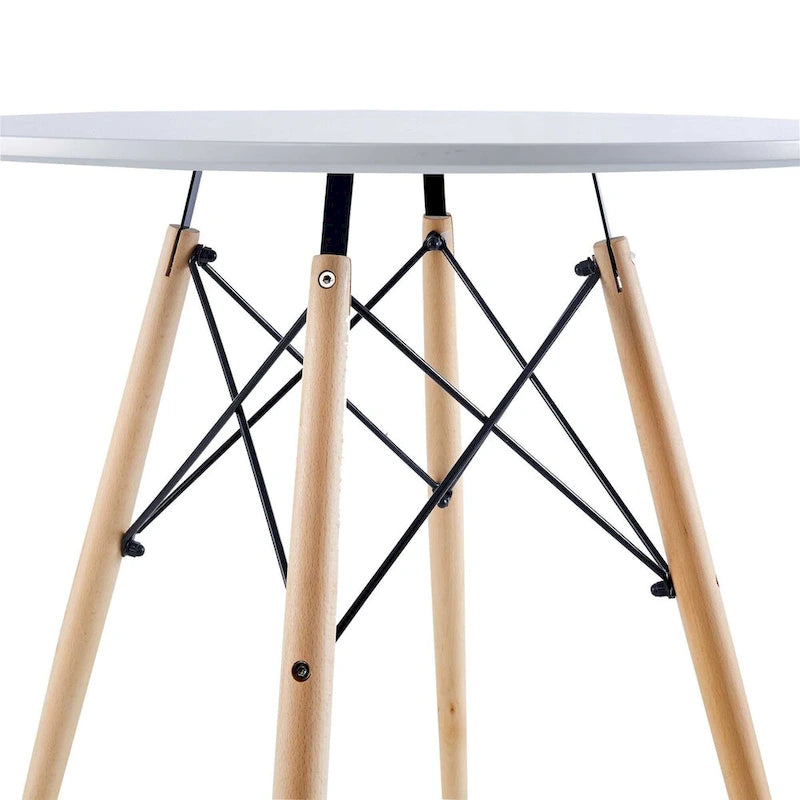31.5White Table Mid-century Dining Table for 2-4 people With Round Mdf Table Top, End Table Leisure Coffee Table