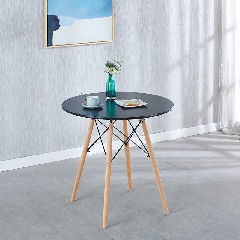 31.5White Table Mid-century Dining Table for 2-4 people With Round Mdf Table Top, End Table Leisure Coffee Table