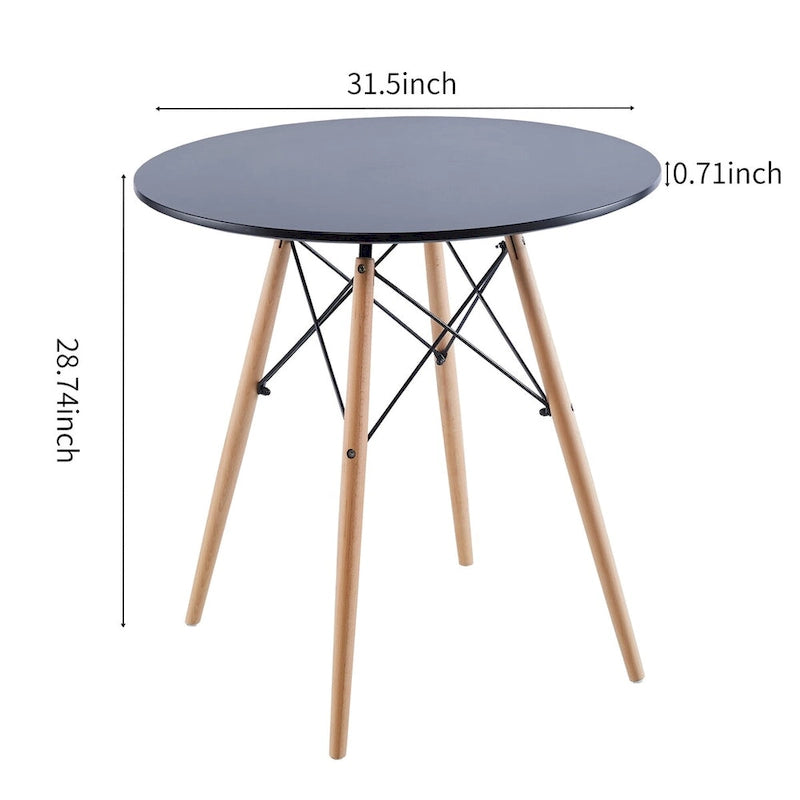 31.5White Table Mid-century Dining Table for 2-4 people With Round Mdf Table Top, End Table Leisure Coffee Table