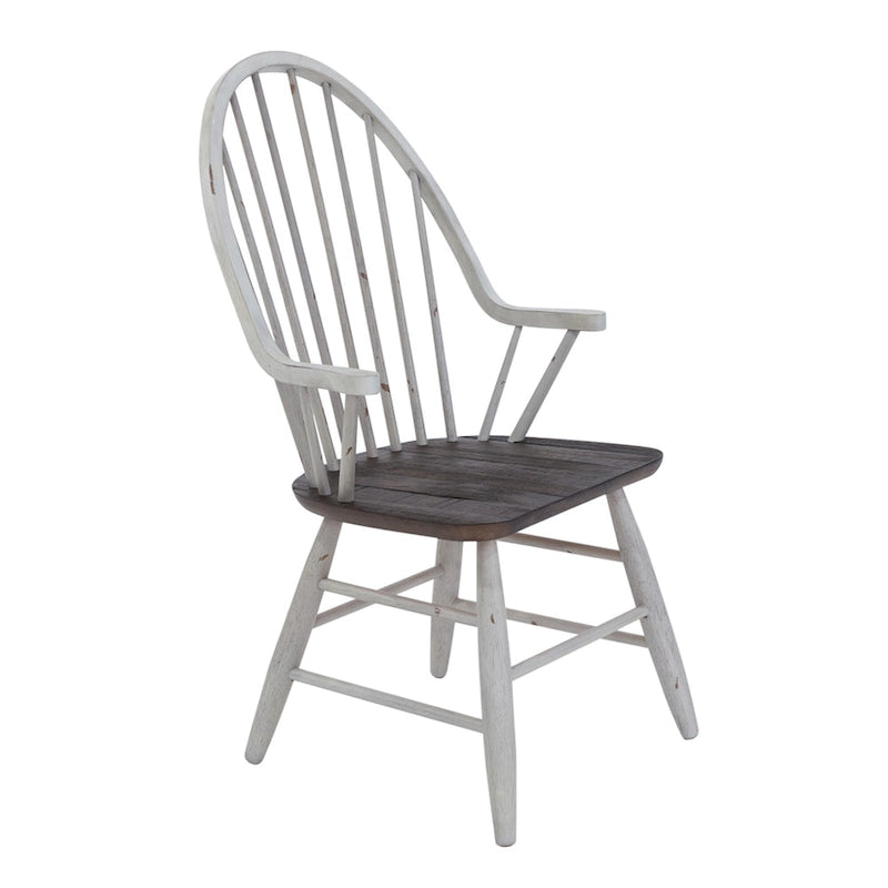 Farmhouse Two Tone White Wood Tone 7 Piece Trestle Table Set