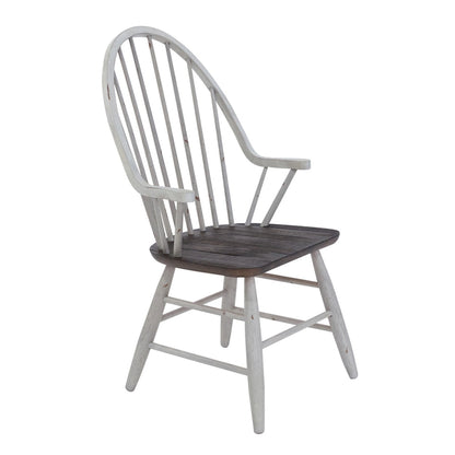 Farmhouse Two Tone White Wood Tone 7 Piece Trestle Table Set