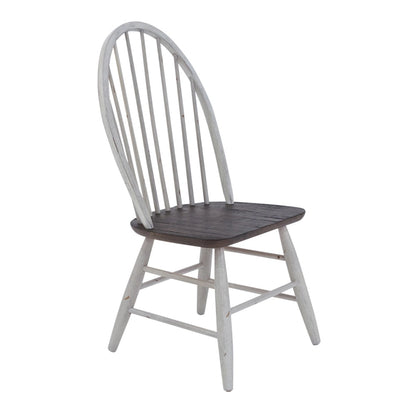 Farmhouse Two Tone White Wood Tone 7 Piece Trestle Table Set