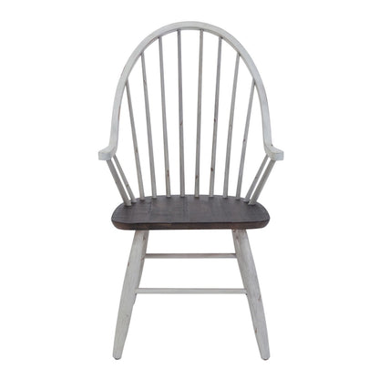 Farmhouse Two Tone White Wood Tone 7 Piece Trestle Table Set