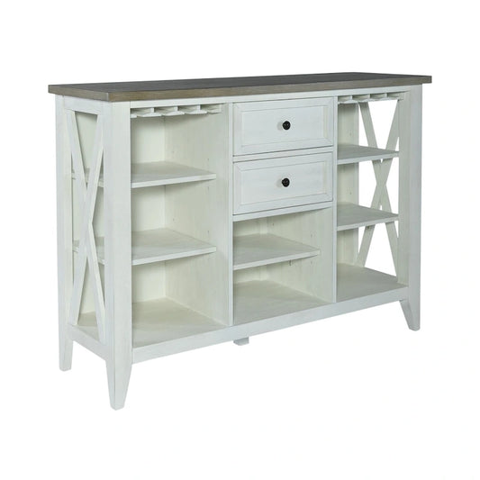 Lakeshore Server with Stemware Rack and Adjustable Shelves - White
