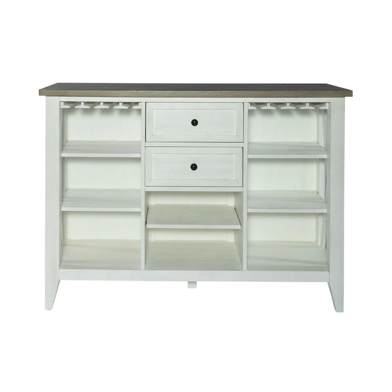 Lakeshore Server with Stemware Rack and Adjustable Shelves - White