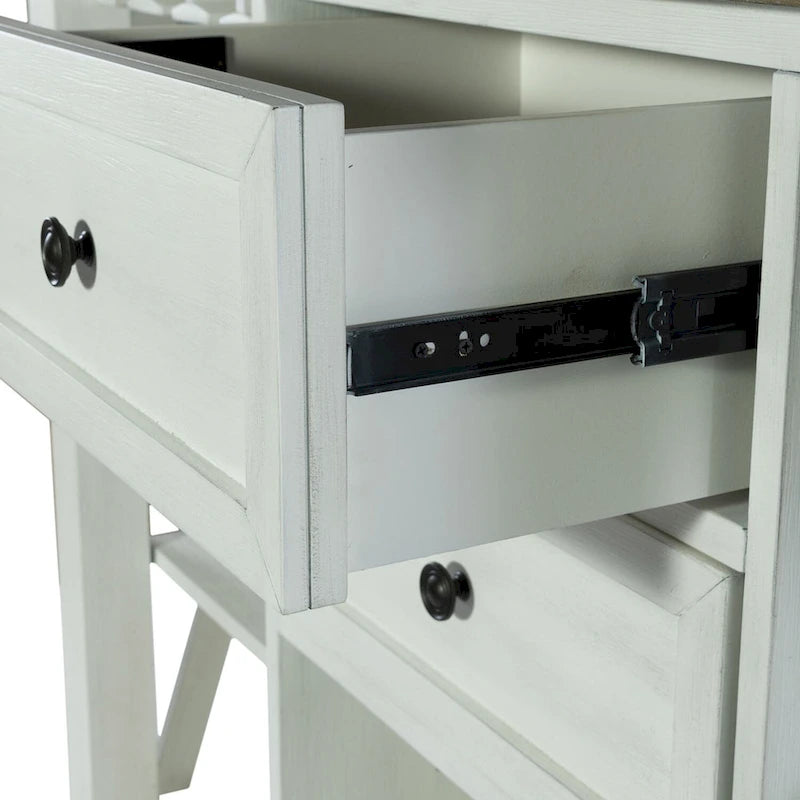 Lakeshore Server with Stemware Rack and Adjustable Shelves - White