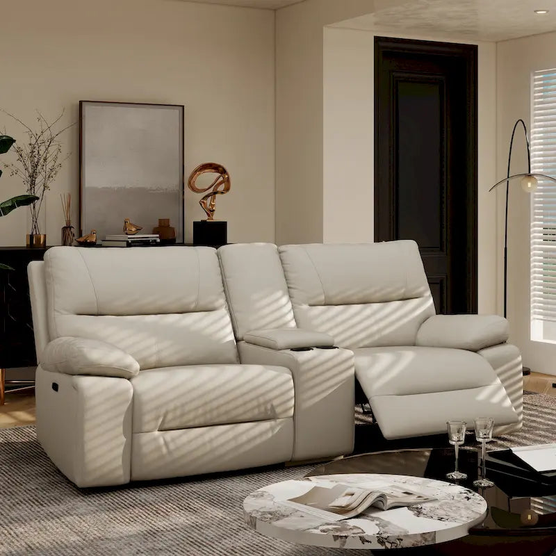 Malibu 79 2-Piece Leather Power Reclining Loveseat with Console and Cup Holders