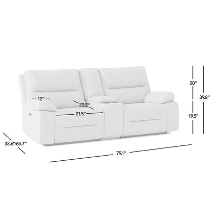 Malibu 79 2-Piece Leather Power Reclining Loveseat with Console and Cup Holders