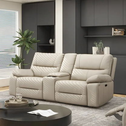 Malibu 79 2-Piece Leather Power Reclining Loveseat with Console and Cup Holders
