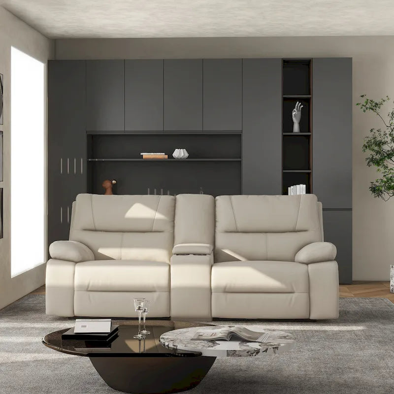 Malibu 79 2-Piece Leather Power Reclining Loveseat with Console and Cup Holders