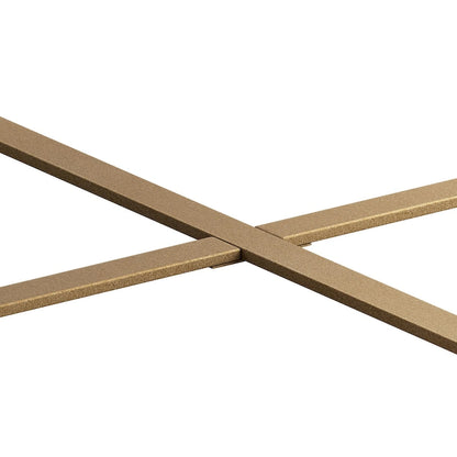 33.86Modern Retro Splicing Round Coffee Table,Fir Wood Table Top with Gold Cross Legs Base