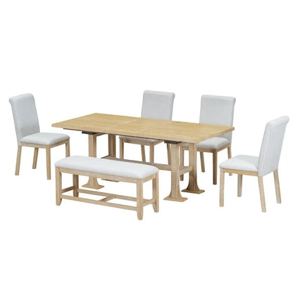 6-Piece Extendable Dining Table Set for Dining Room