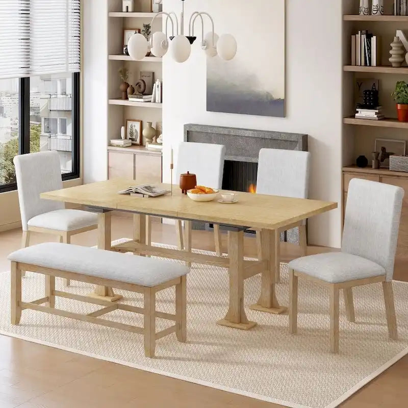 6-Piece Extendable Dining Table Set for Dining Room