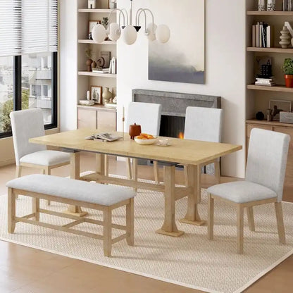 6-Piece Extendable Dining Table Set for Dining Room