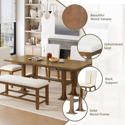 6-Piece Extendable Dining Table Set for Dining Room