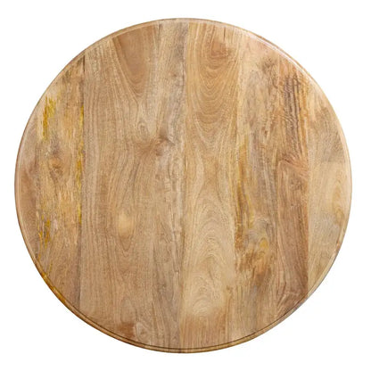 48 Round Dining Table, Antique Natural Mango Wood Pedestal Base