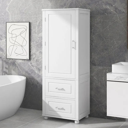 Bathroom Freestanding Storage Cabinet with Drawers and Adjustable Shelf