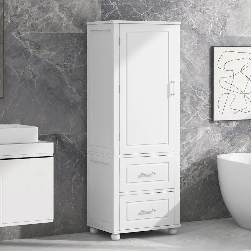 Bathroom Freestanding Storage Cabinet with Drawers and Adjustable Shelf