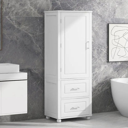 Bathroom Freestanding Storage Cabinet with Drawers and Adjustable Shelf