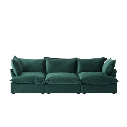 3-Seater Velvet Cloud Sectional Sofa, Down Feather Wide Deep Seat Modular Couch