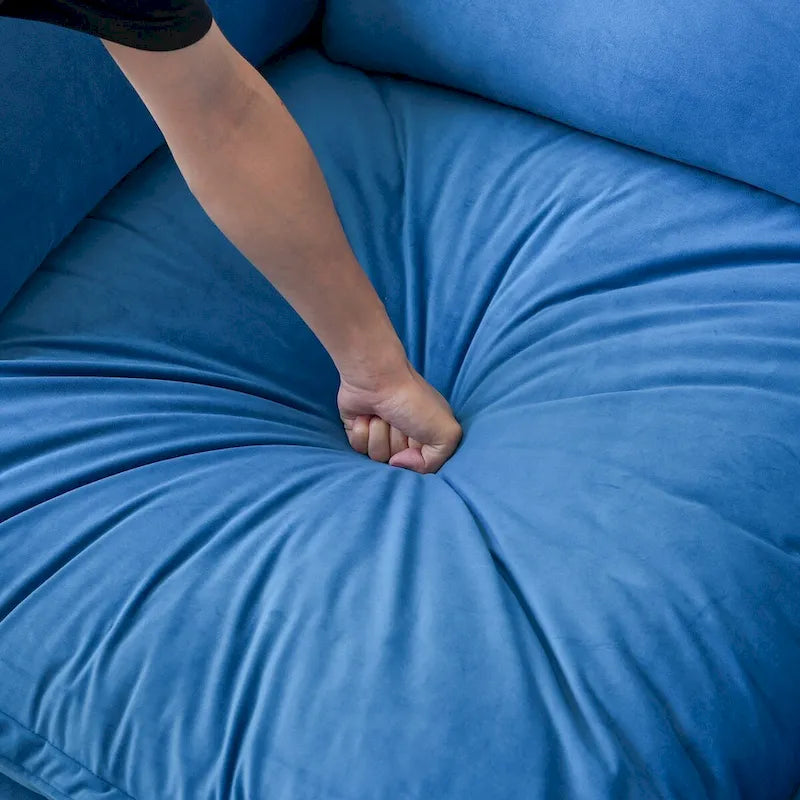 3-Seater Velvet Cloud Sectional Sofa, Down Feather Wide Deep Seat Modular Couch