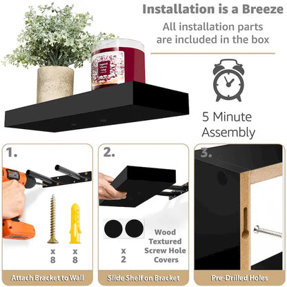 Sorbus Floating Shelves for Wall Set of 3 - 16L X 5.5W X 7.75H