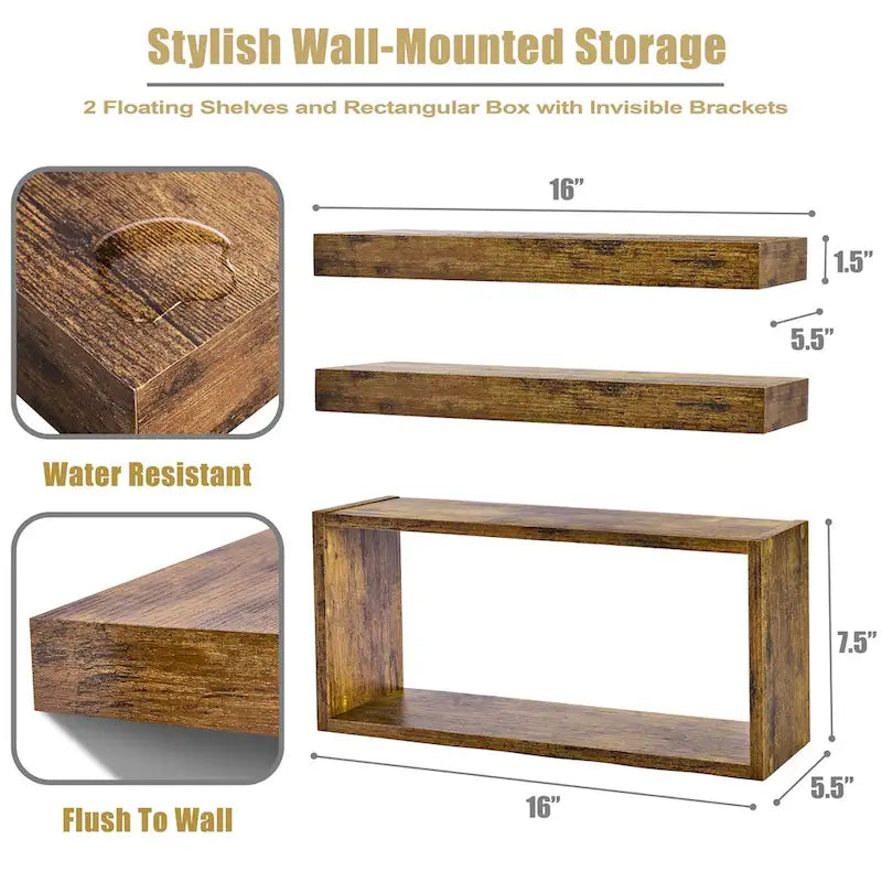 Sorbus Floating Shelves for Wall Set of 3 - 16L X 5.5W X 7.75H