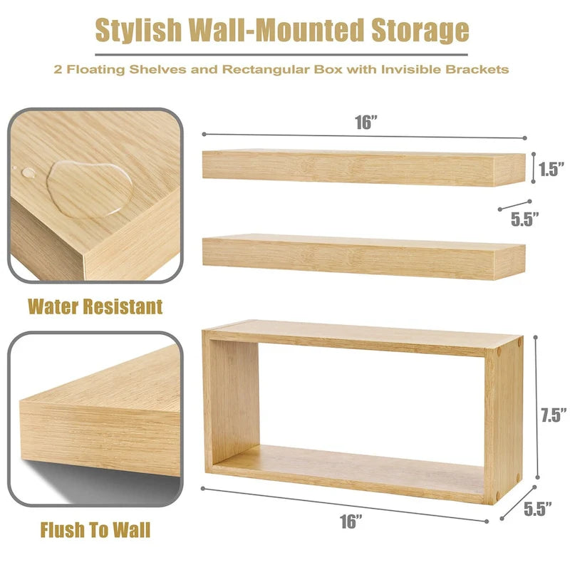 Sorbus Floating Shelves for Wall Set of 3 - 16L X 5.5W X 7.75H