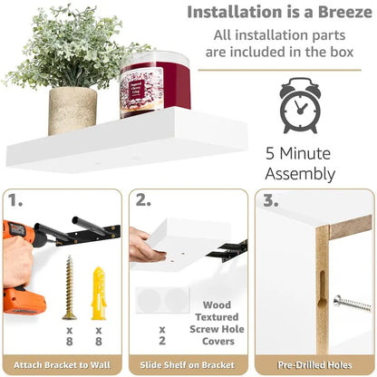 Sorbus Floating Shelves for Wall Set of 3 - 16L X 5.5W X 7.75H