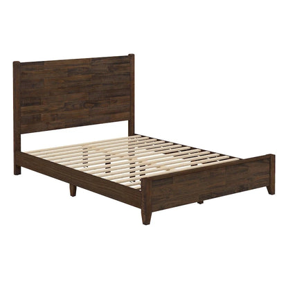 LUE BONA Pine Platform Bed with Distressed Headboard, Solid Wood Queen Bed Frame/King Bed Frame/Full Bed Frame