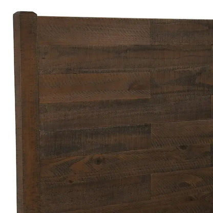 LUE BONA Pine Platform Bed with Distressed Headboard, Solid Wood Queen Bed Frame/King Bed Frame/Full Bed Frame