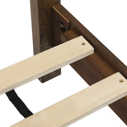 LUE BONA Pine Platform Bed with Distressed Headboard, Solid Wood Queen Bed Frame/King Bed Frame/Full Bed Frame