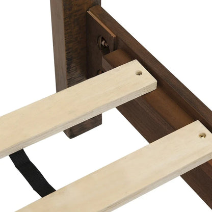 LUE BONA Pine Platform Bed with Distressed Headboard, Solid Wood Queen Bed Frame/King Bed Frame/Full Bed Frame