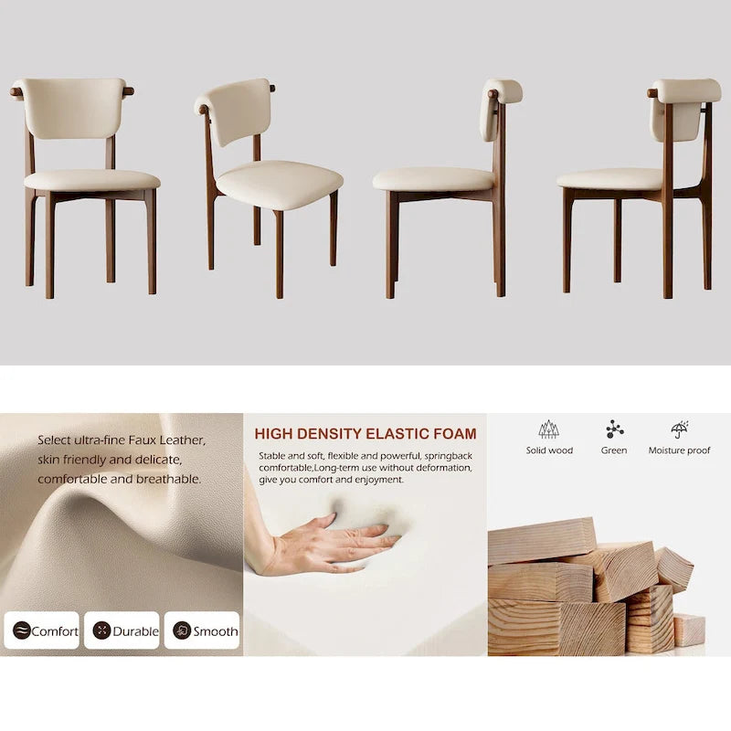 71 Modern Rectangular Dining Table with Stone Table-top, Wood Legs