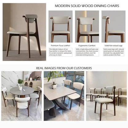 71 Modern Rectangular Dining Table with Stone Table-top, Wood Legs