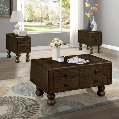 3-Piece Solid Wood Living Room Table Set