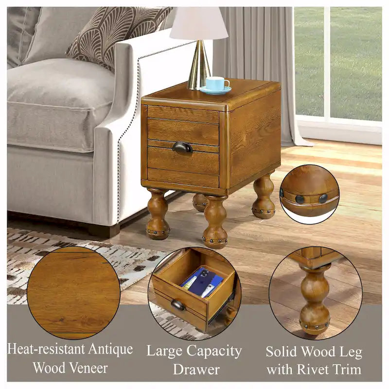 3-Piece Solid Wood Living Room Table Set