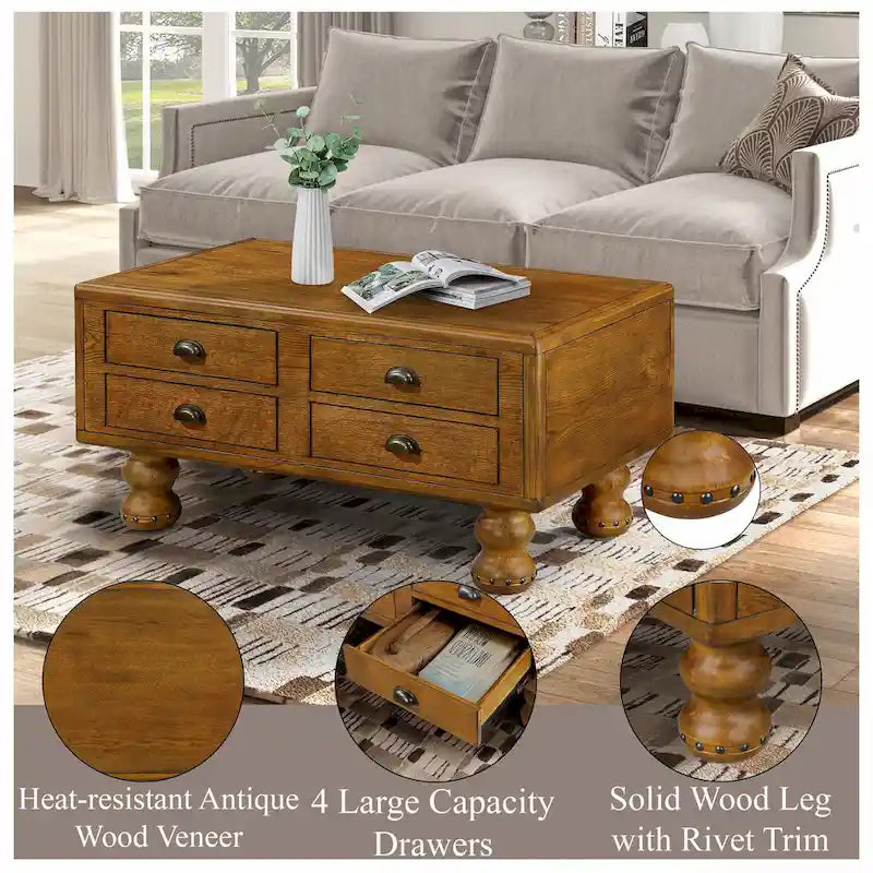 3-Piece Solid Wood Living Room Table Set
