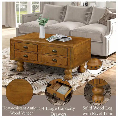 3-Piece Solid Wood Living Room Table Set