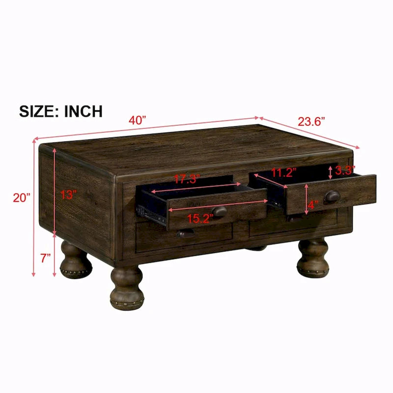 3-Piece Solid Wood Living Room Table Set