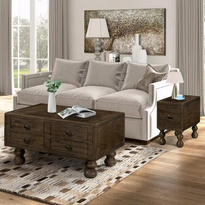 3-Piece Solid Wood Living Room Table Set