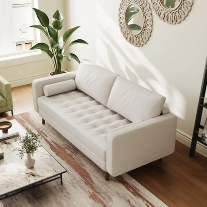 Stateside Upholstered Leather Square Arm Sofa Couch 70