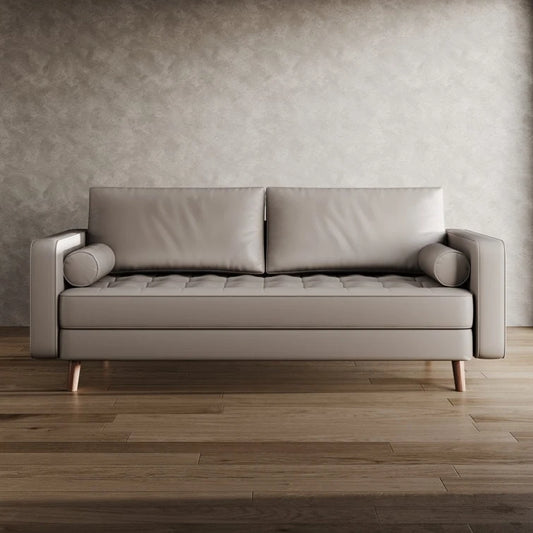 Stateside Upholstered Leather Square Arm Sofa Couch 70