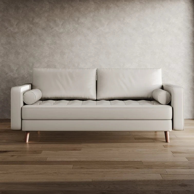 Stateside Upholstered Leather Square Arm Sofa Couch 70