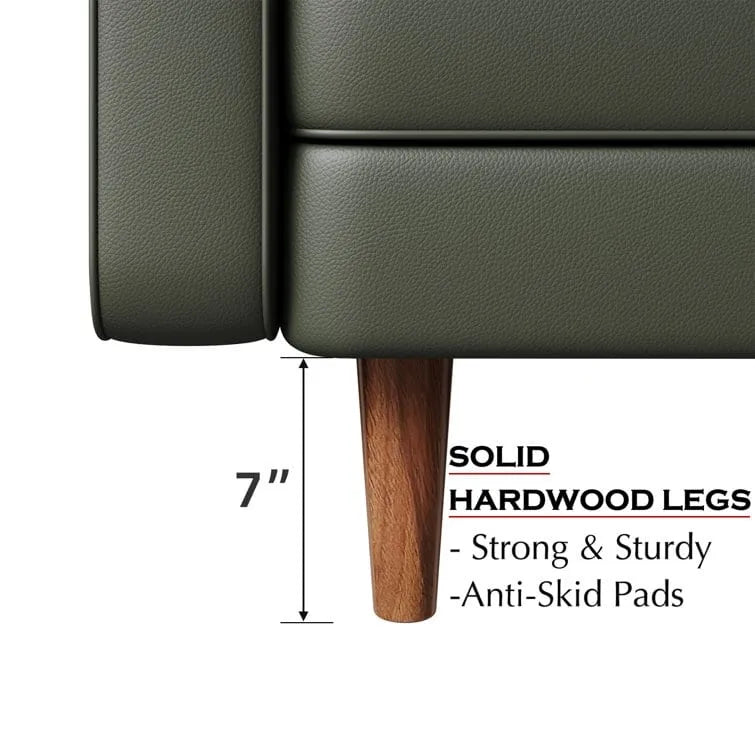 Stateside Upholstered Leather Square Arm Sofa Couch 70