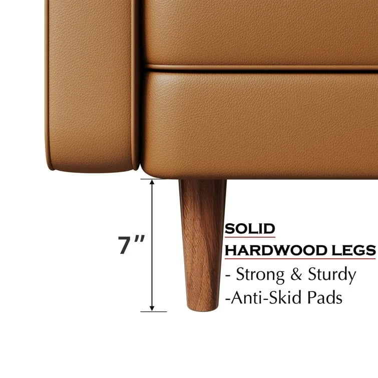 Stateside Upholstered Leather Square Arm Sofa Couch 70