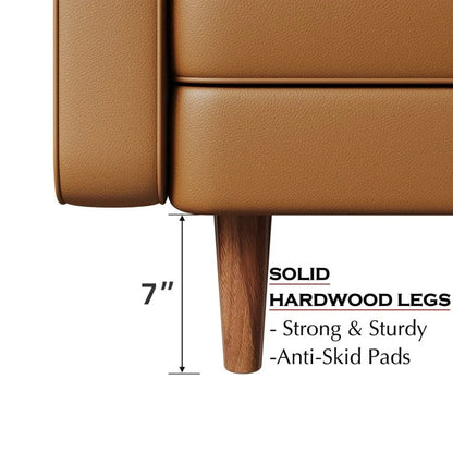 Stateside Upholstered Leather Square Arm Sofa Couch 70