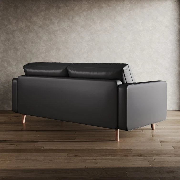 Stateside Upholstered Leather Square Arm Sofa Couch 70