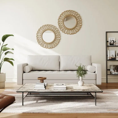 Stateside Upholstered Leather Square Arm Sofa Couch 70