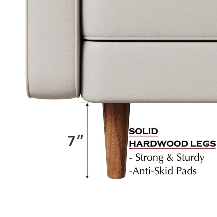 Stateside Upholstered Leather Square Arm Sofa Couch 70